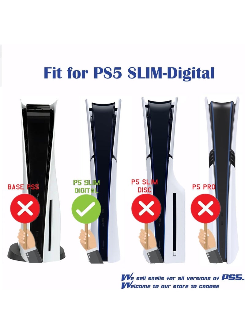 PS5 Slim Faceplate (الإصدار الرقمي) - قشرة ABS الوقائية مع تبديد الحرارة ، سطح ماتي مقاوم للخدش ، سهولة التركيب ، ويتضمن غطاء وحدة التحكم السيليكون - Image 5